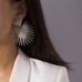 Retro style heart-shaped personalized simple fan-shaped exaggerated tassel geometric earrings