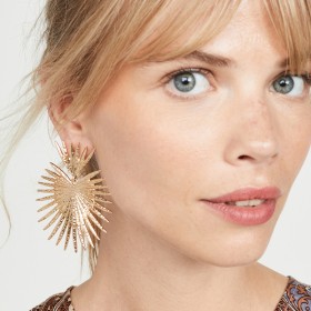 Retro style heart-shaped personalized simple fan-shaped exaggerated tassel geometric earrings