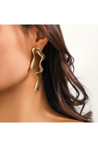 Liquid metal style irregular water drop earrings