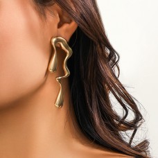 Liquid metal style irregular water drop earrings