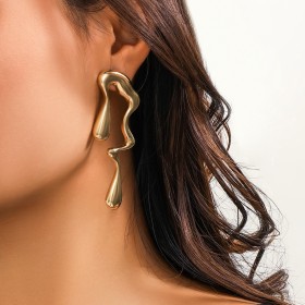 Liquid metal style irregular water drop earrings