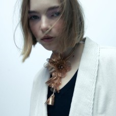 Exaggerated palace style three-dimensional flower metal necklace