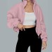 Women's Loose Fit Stand Collar Zip-Up Cardigan Hoodie