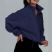 Women's Loose Fit Stand Collar Zip-Up Cardigan Hoodie