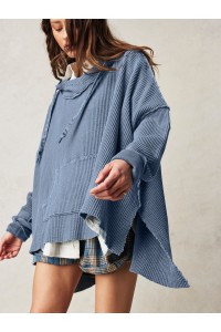  loose sweatshirt European and American fashion brand solid color hoodie waffle long-sleeved jacket