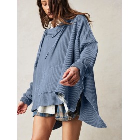  loose sweatshirt European and American fashion brand solid color hoodie waffle long-sleeved jacket