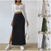 Women's High-Waisted Slit Knit Pencil Skirt