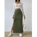 Women's High-Waisted Slit Knit Pencil Skirt