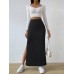 Women's High-Waisted Slit Knit Pencil Skirt