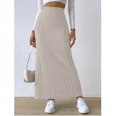 Women's High-Waisted Slit Knit Pencil Skirt