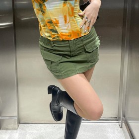 Street Pocket Mini Slim Denim Skirt