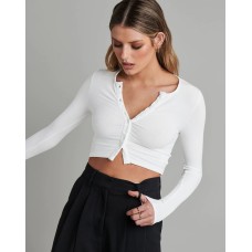 buttoned ribbed long-sleeve knitted cardigan