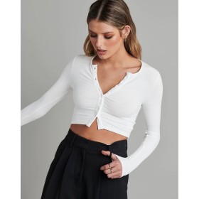 buttoned ribbed long-sleeve knitted cardigan